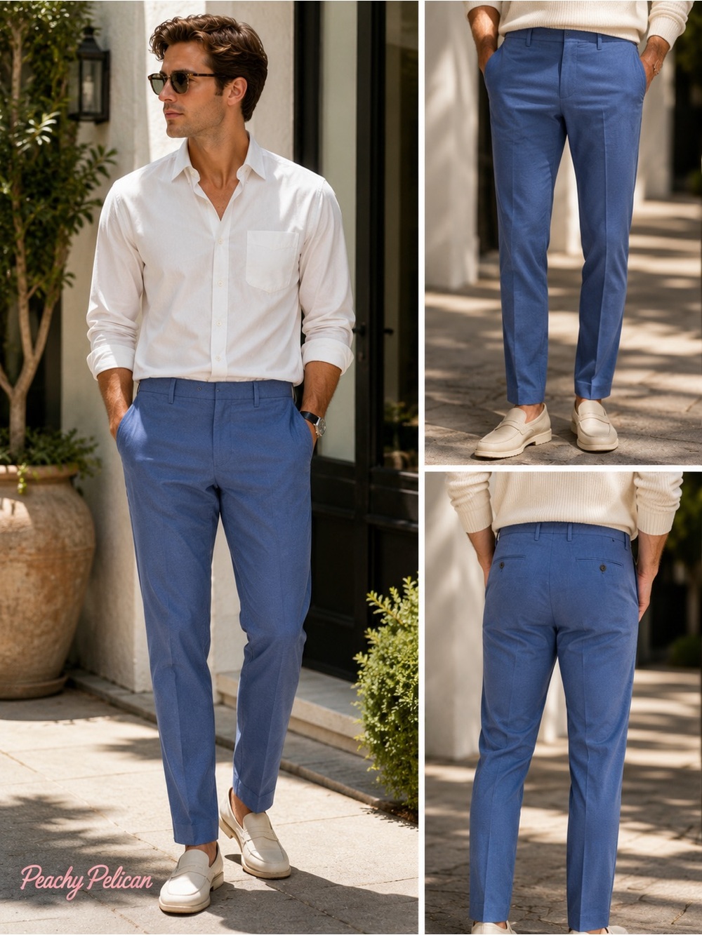 J. by J.Crew Chambray Blue Tapered Pants Men’s 34x31.5 Cotton Dress Chinos